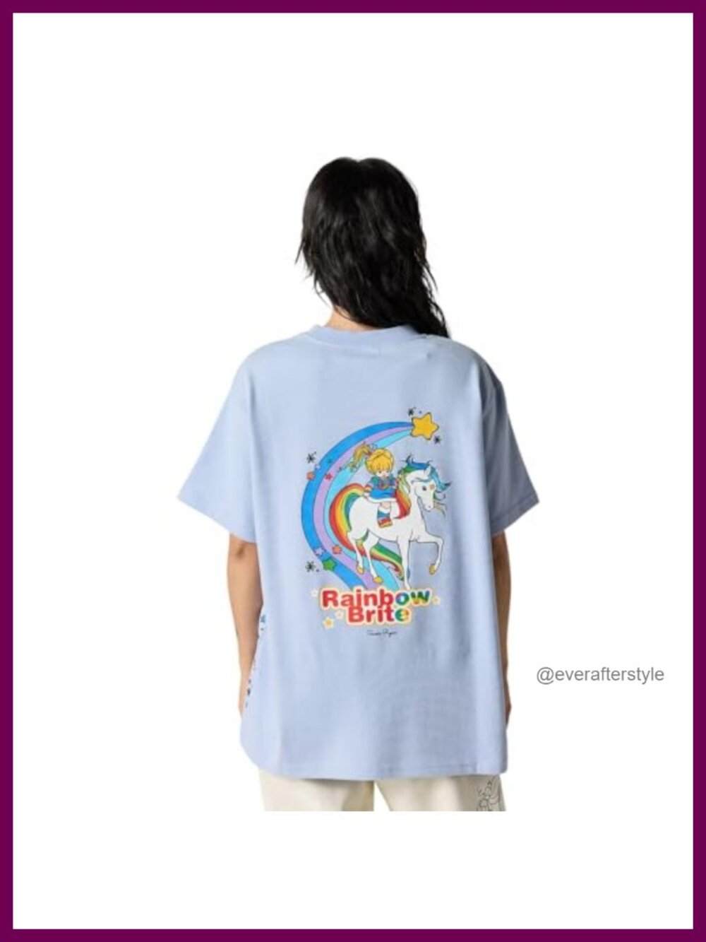 Oversized Rainbow Brite Graphic Tee Heavyweight Cotton Crewneck